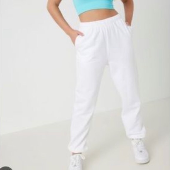 Garage White Boyfriend Fit Joggers - Picture 1 of 5